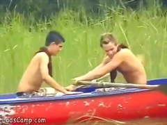 Hot boys rowing in a boat and fucking on the beach