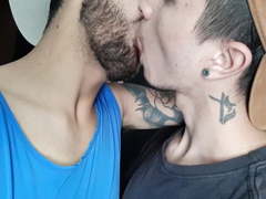 Tongue kissing brazilian couple